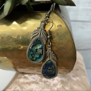 Vintage abalone paua shell dangle earrings 1
